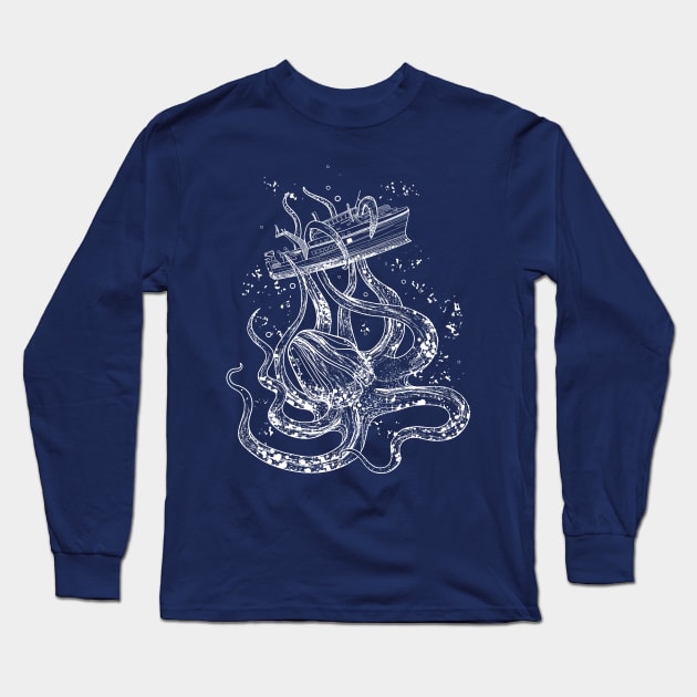 Kraken, a giant squid attacks the ship Long Sleeve T-Shirt by IrynaPas